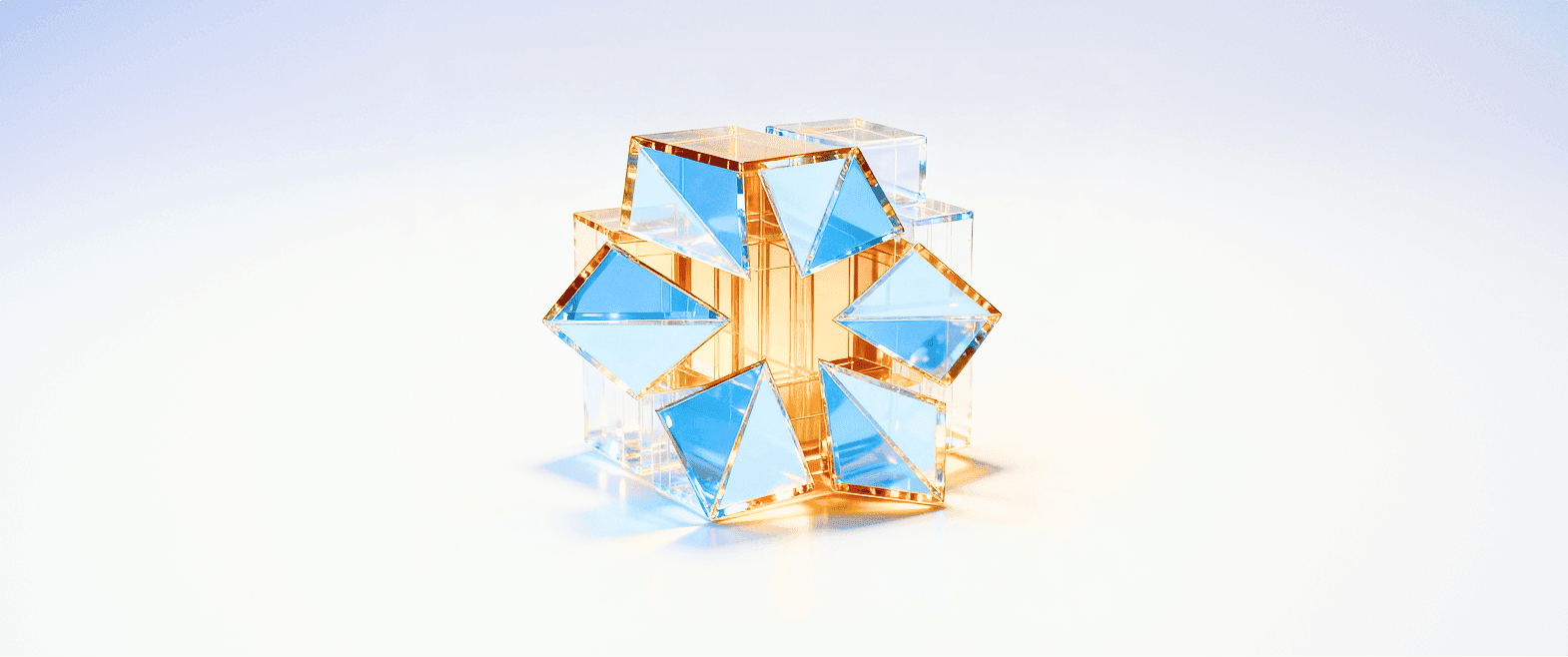 The Dataprizma brand mark rendered in glass and gold